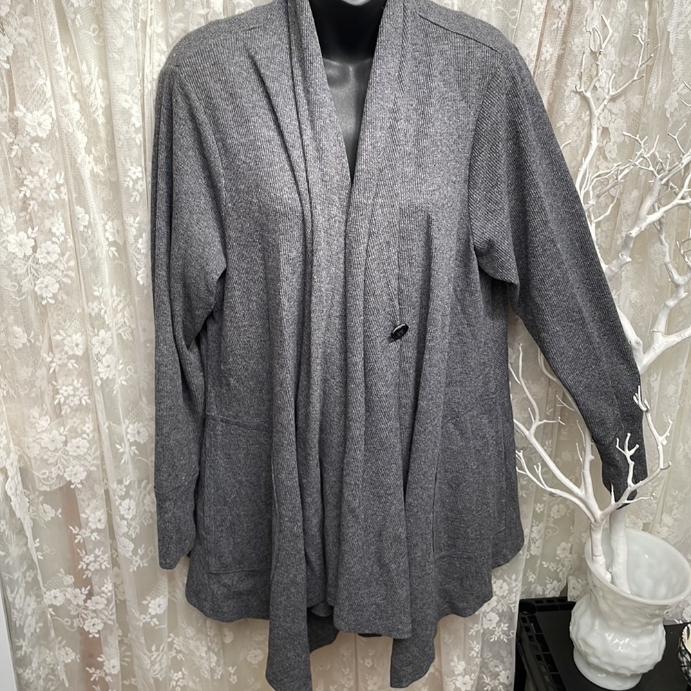 Calvin Klein Soft Grey Long Sleeved Cross Over Sweater